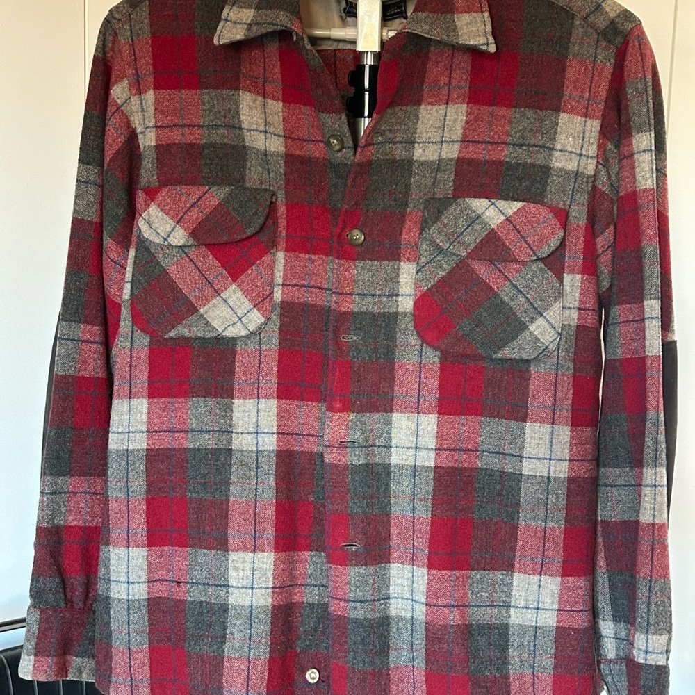 Vintage Pendleton Red and Gray Plaid Wool Shirt